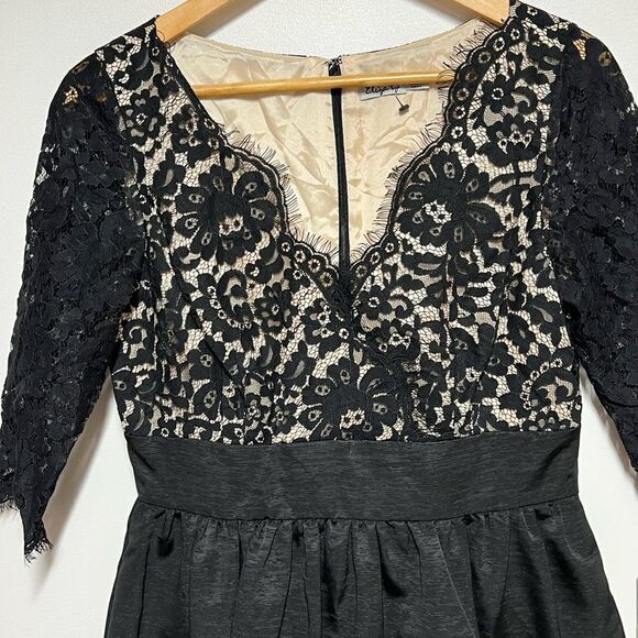 NWT ELIZA J BLACK SCALLOPED LACE BODICE DRESS SIZE 10 - Picture 10 of 11
